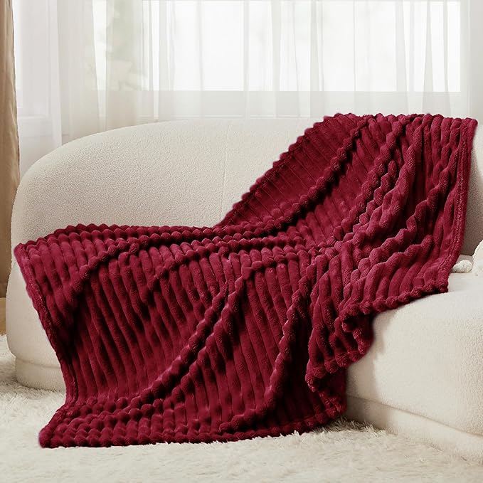 Bedsure GentleSoft Deep Red Blanket for Couch - Cozy Soft Blankets for Women, Cute Small Throws for Girls, 50x60 Inches - Bloomnest