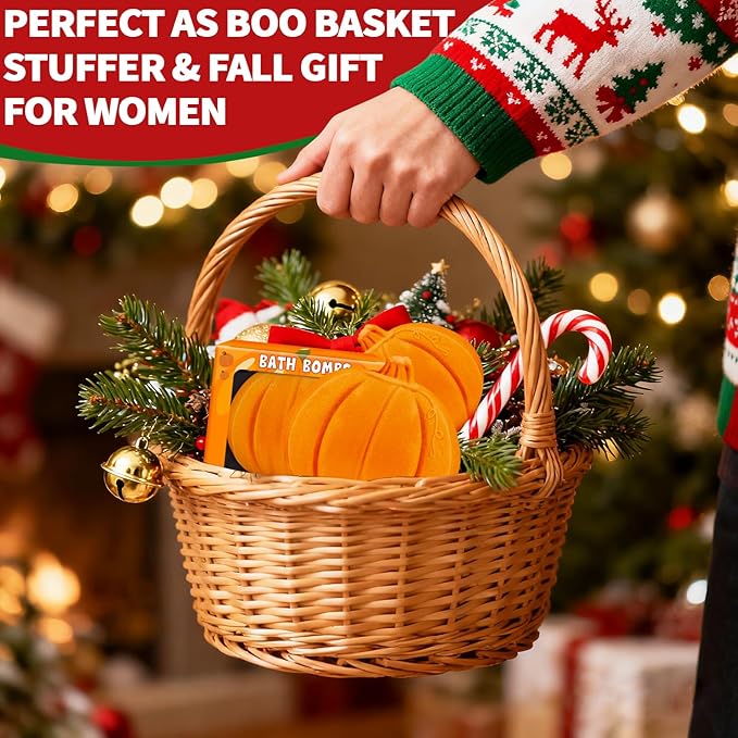 Bath Bombs Christmas Gifts for Women & Men Pumpkin Spice - Stocking Stuffers for Teen Girls Giftable Packaging, Natural Organic Relaxing, Vanilla/Coffee/Cinnamon/Nutneg Scent, White Elephant Gifts - Bloomnest