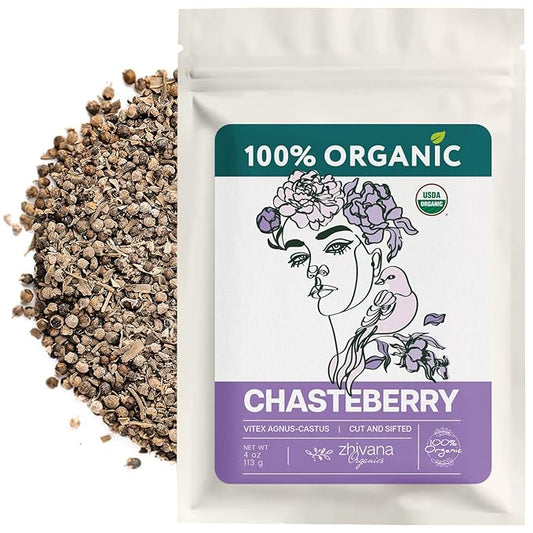Organic Chasteberry Tea (4 oz.) – Whole Dried Berries for Infusion, Tinctures & Herbal Crafts – Edible Grade - Vitex agnus-castus - Bloomnest