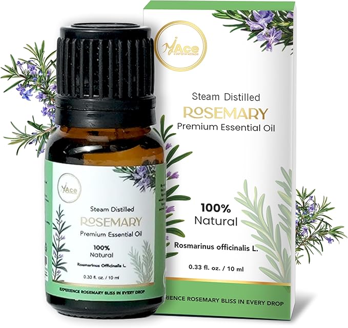 My Ace Rosemary Essential Oil | Pure, Natural & Premium Grade with Dropper for Scalp Care, Diffuser, Skin, Aromatherapy, Massage & Bath Use | 0.33 fl oz (Pack of 1) MyAce