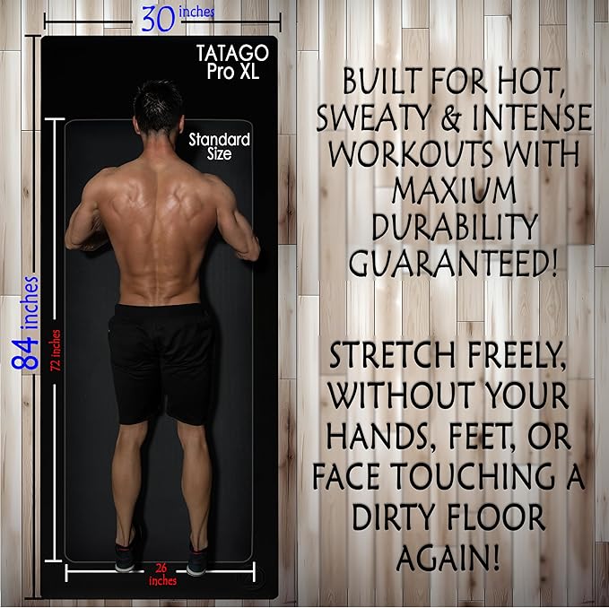 Tatago Hot Yoga Mat Non Slip-Professional Grade Natural Rubber Yoga Mat, Pliates Mat, Stretching Mat or exercise mats for home workout. Nonslip for Hot and Sweaty Classes. Includes Yoga Strap for Carrying and Stretching too. - Bloomnest