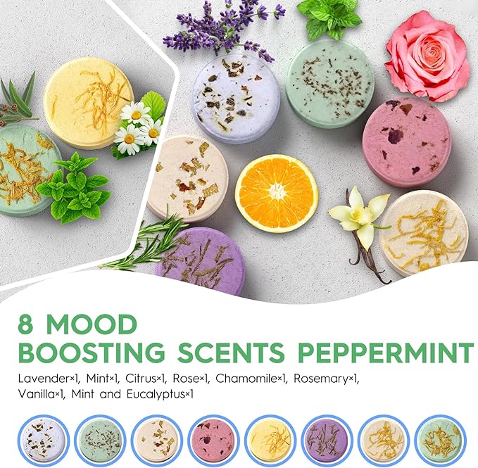 Shower Steamers Aromatherapy Spa Gifts for Women 8 Pack, Shower Bombs Birthday Gifts for Mom with Lavender Natural Essential Oils, Self Care Gifts for Women & Lover - Bloomnest
