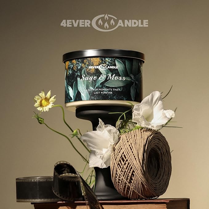 4-Wick Scented Candle - 18oz Soy Wax Blend Candle Over 50Hrs Long-Lasting Fragrance, Home Decor and Housewarming Gifts, Sage & Moss - Bloomnest