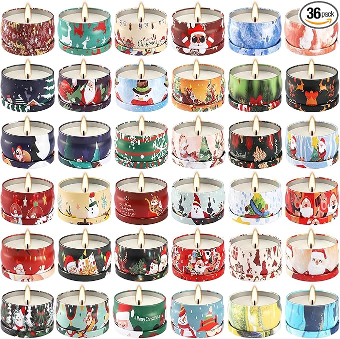 36 Pack Christmas Scented Candles Set for Home, Relaxing Stress Relief, Aromatherapy - Natural Soy Wax and Fragrance - Gifts for Women, Mom, Best Friend, Wife, Birthday - Bloomnest