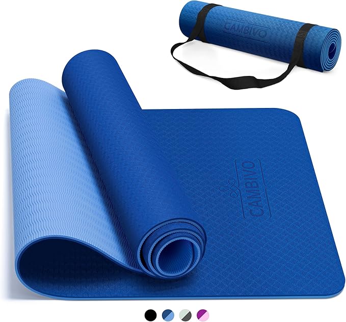 CAMBIVO Yoga Mat for Women Men Kids, 1/3 & 1/4 & 2/5 Inch Extra Thick Yoga Mat Non Slip, 72" x 24" TPE Yoga Mats, Workout Mat with Carrying Strap for Yoga, Pilates and Floor Exercises - Bloomnest