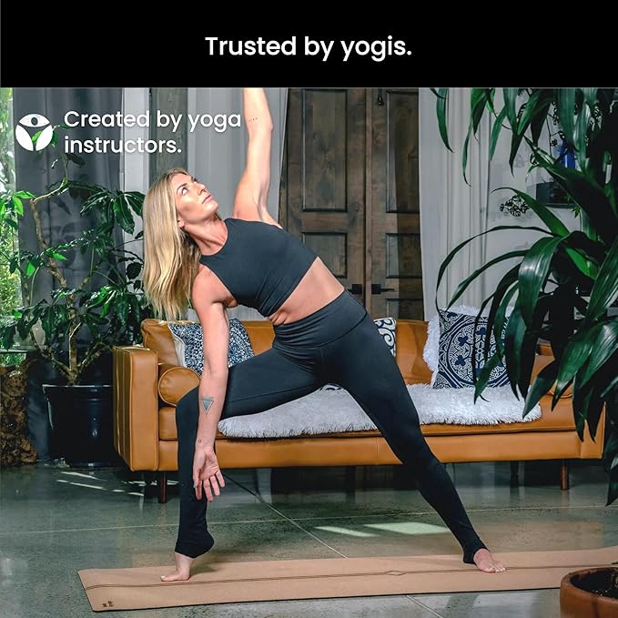 Luxury Cork Yoga Mat - Non Slip, Extra Thick Grip. Thicker, Longer, and Wider for More Comfort and Support. Tough Enough For Hot Yoga. Natural, Non Toxic, and Eco Friendly. Optional Alignment Lines. - Bloomnest