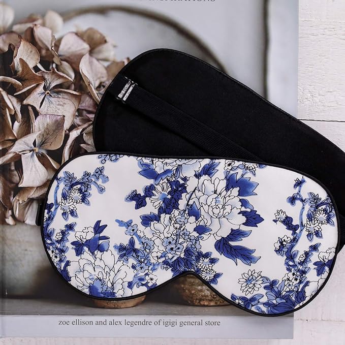 MAXFEEL Feel 100% Pure Silk Eye Mask - Sleep Eye Cover in Floral Colors (#39) - Bloomnest