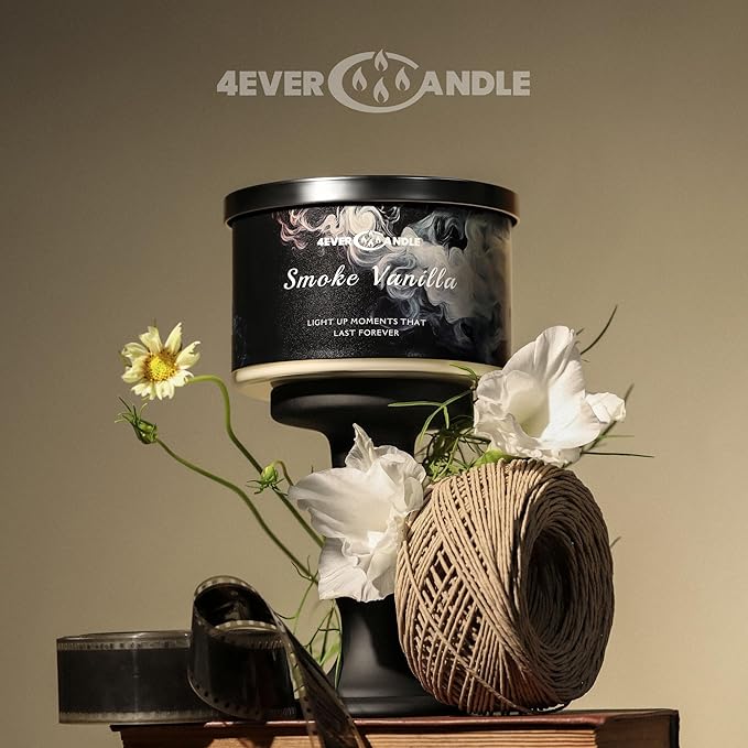Smoke Vanilla Scented Candles, 18oz Soy Candles Non Toxic 4-Wick Large Candle Jars, Over 50 Hours of Burning Time, Ideal for Gifting, Events, Home Decor - Bloomnest