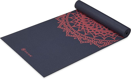 Gaiam Yoga Mat - Premium 6mm Print Extra Thick Non Slip Exercise & Fitness Mat for All Types of Yoga, Pilates & Floor Workouts (68"L x 24"W x 6mm Thick) - Bloomnest
