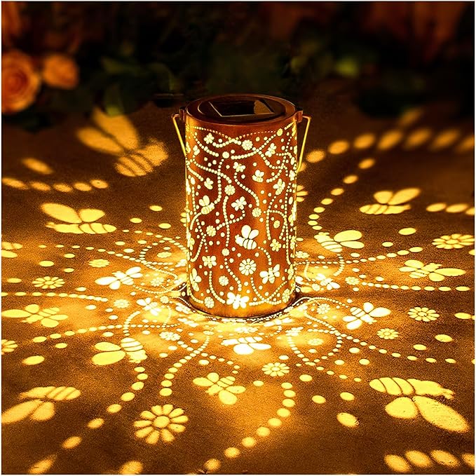 Bee Solar Lanterns Outdoor Waterproof Hanging Solar Lights Bee Gifts for Women Men Metal Decorative LED Bee Lanterns for Garden Decor,Yard,Patio,Lawn,Tabletop,Pathway,Landscape - Bloomnest