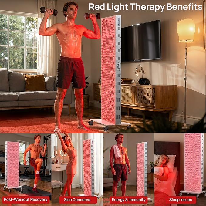 Red Light Therapy Panel for Body, 7 Wavelengths (630, 660, 780, 810, 850, 940, 1060 nm), 899LEDs, Near‑Infrared Light Wellness Device with Adjustable Intensity, Home Use CharmpilotRedLightTherapy