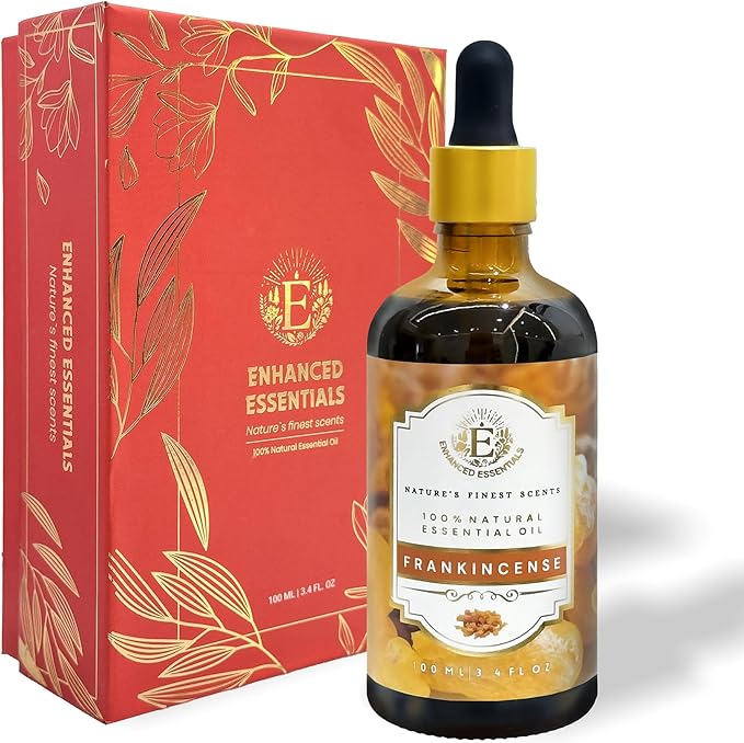 Luxurious Frankincense Essential Oil by Enhanced Essentials| Slow Distilled & Pure| for Home,Diffusers,Skin & Hair Care,Aromatherapy,Meditation,Incense,Soap & Candle Making|with Glass Dropper|100 ml Bloomnest