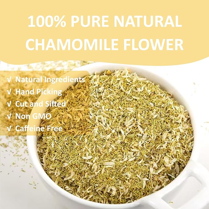 Ovikaso Tea, Chamomile Tea Bags, 50 Pyramid Tea Bags, 1.5g/bag, 100% Natural, Herbal Tea for Relaxation, Direct from Source, Non-GMO, No Caffeine - Bloomnest