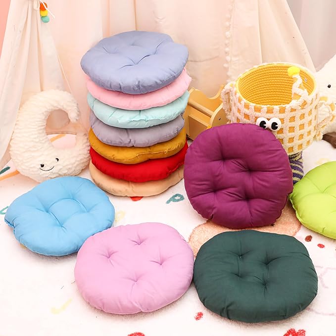 Tinideya 24 Pcs Round Floor Cushions Floor Pillows Meditation Seat Pillows Flexible Seating for Adults Kids, Chair Cushions for Classroom, Nursery, Living Room, Yoga(Small 11.8 Inch,Multi Color) - Bloomnest