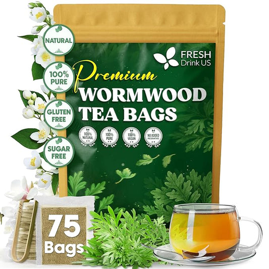 FreshDrinkUS, Premium Wormwood Tea - 75 Tea Bags - Handcrafted Herbal Blend, Caffeine-Free – Smooth Taste & Naturally Refreshing. - Bloomnest