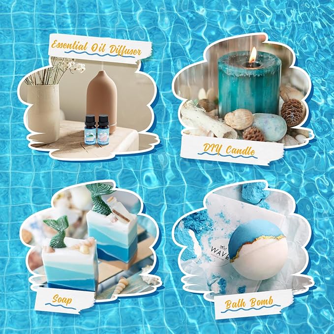 Summer Essential Oils Set, Fragrance Oil Gift Set for Oil Diffusers, Scented Oils for Soap Candle Making 6x10ml - Sea Breeze, Pineapple, Watermelon, Coconut, Pink Beach, and Pina Colada - Bloomnest