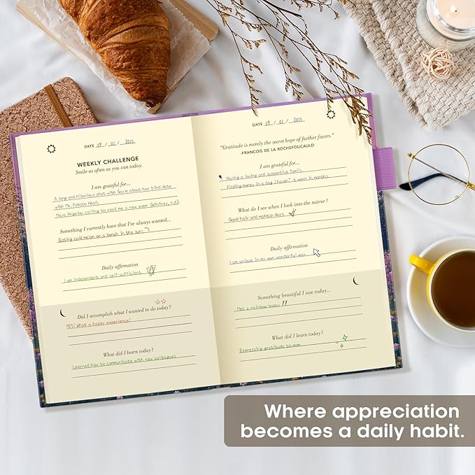 Gratitude Journal for Women – Undated Daily Mindfulness & Manifestation Journal with Prompts for Cultivate Affirmations, Positivity, Self-Care & Happiness - Twilight Bloom - Bloomnest