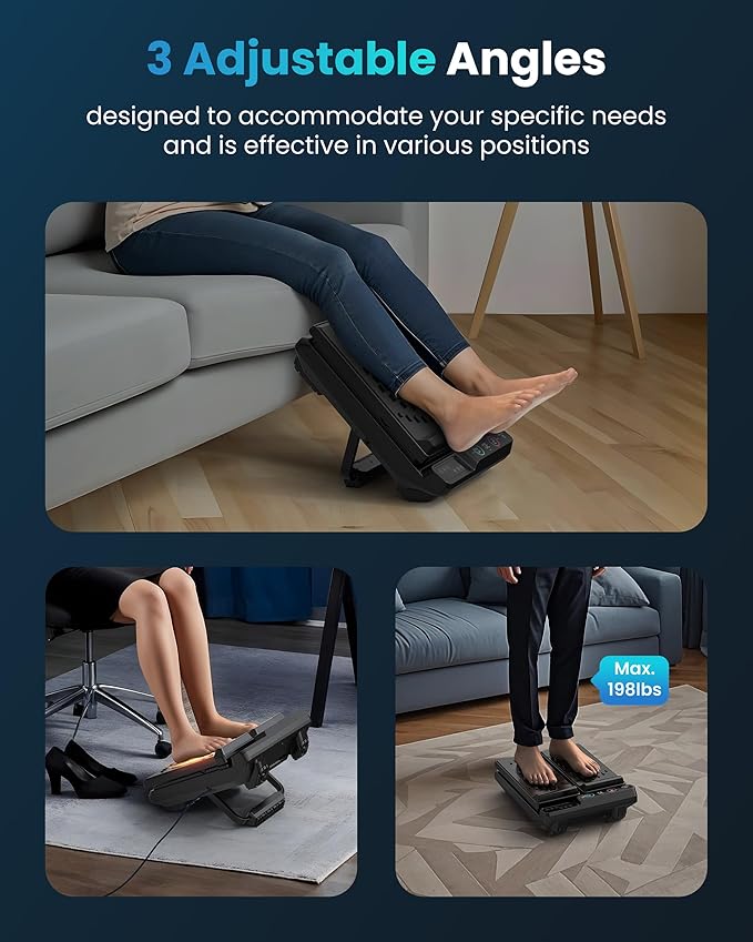 Foot Massager for Neuropathy,Plantar Fasciitis, High-Frequency Vibration Feet Massager with Heat, 30 Speed Levels & 3 Angles Relax Calf Leg and Foot for Circulation Pain Relief, Remote Control - Bloomnest
