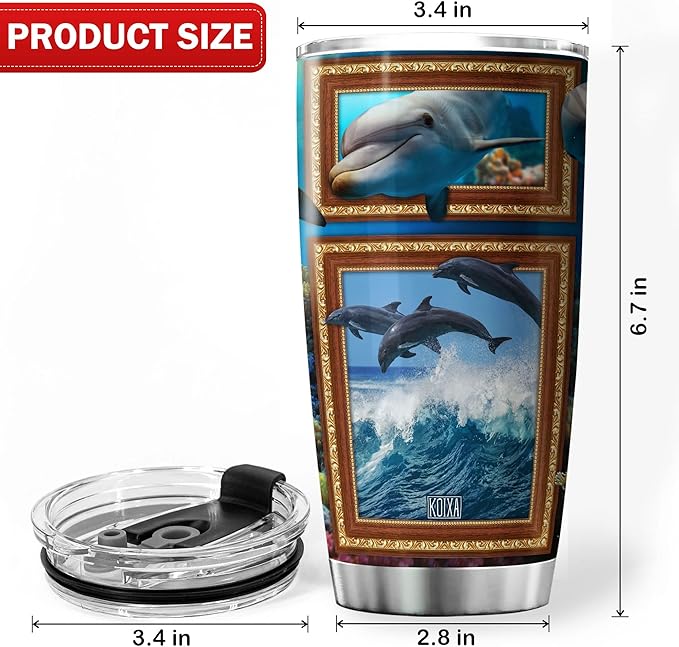 Dolphin Cups Tumbler With Lid 20 Oz Funny Dolphins Gifts Aquatic Animal Themed Gift Ideas Cute Dolphin Things For Girls Sea Ocean Coffee Mug With Animals Insulated Tumblers - Bloomnest