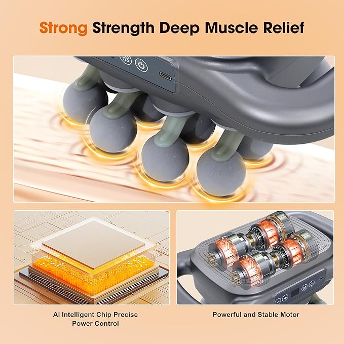 16 Head Massage Gun Set, Deep Tissue Percussion Massager, Electric Massage Tools with 9 Styles & Levels, Dark Grey - Bloomnest