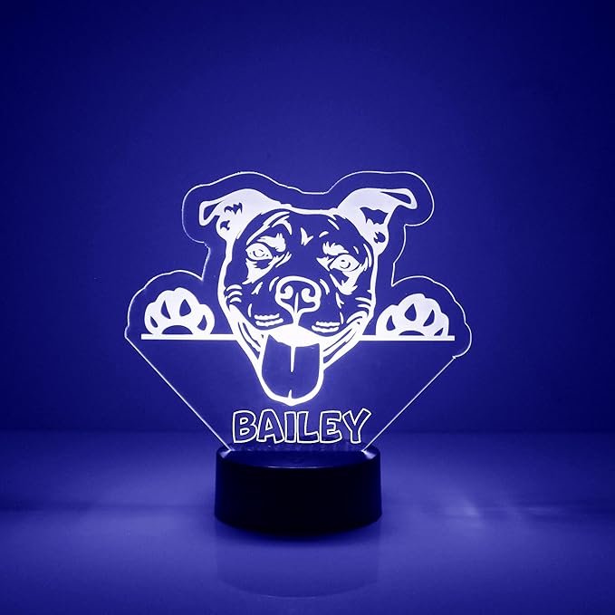 Custom Dog LED Sign Night Light Lamp with Remote, Light Up Display with Personalized Name or Image, Customized and Made in The USA, Clear Acrylic Home Decor Design with 16 Colors, 4 Modes - Bloomnest