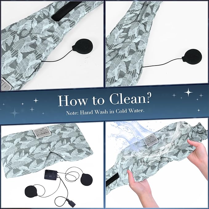 LC-dolida Sleep Mask with Bluetooth Headphones, Extra Large Silk Eye Mask for Sleeping Side Day Sleepers, Sleep Headphones Bluetooth 5.4 for Women Men with Thin Speaker, Blackout, Comfort, Microphone