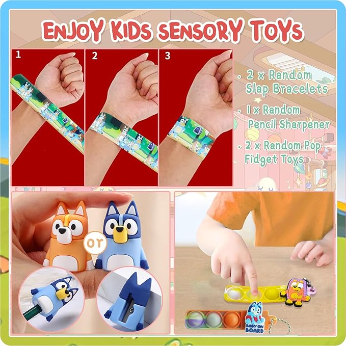 Birthday Gifts Set for Kids: Bath Bombs with Surprise Toy Inside, Bath Slime, Fidget Squishy Toys, Pop Fidget Toys, Silicone Coin Purse, Slap Bracelets, Pencil Sharpener, Relaxing Gift Set for Kids - Bloomnest