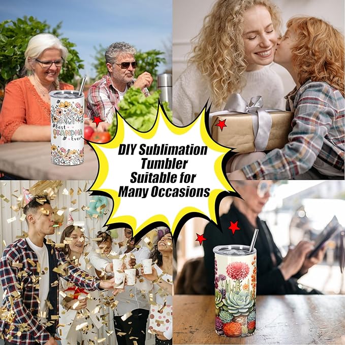 12 Oz Sublimation Tumblers Blanks Bulk, Double Wall Insulated Sublimation Mugs with Straw and Brush, Individually Boxed (8 Pack) - Bloomnest