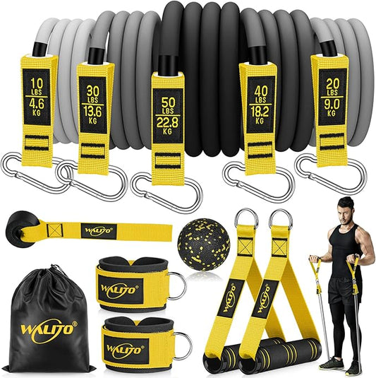 WALITO Resistance Bands Set - Exercise Bands with Handles, Door Anchor, Legs Ankle Straps, for Heavy Resistance Training, Physical Therapy, Muscle Training, Yoga, Home Workouts, Gym - Bloomnest