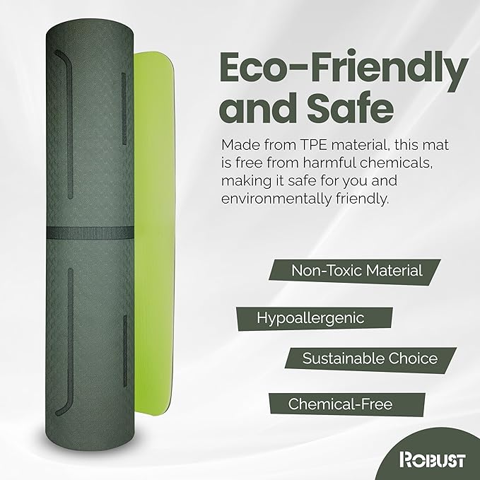 Robust Non-Slip Yoga Mat with Strap, 1/4" Thick TPE Eco-Friendly Workout Mat for Yoga with Position Lines and Texture Surface, Gym Mat for Women, Men, Pilates and Exercises Anti-Tear Sweat-Proof Exercise Mat - Bloomnest