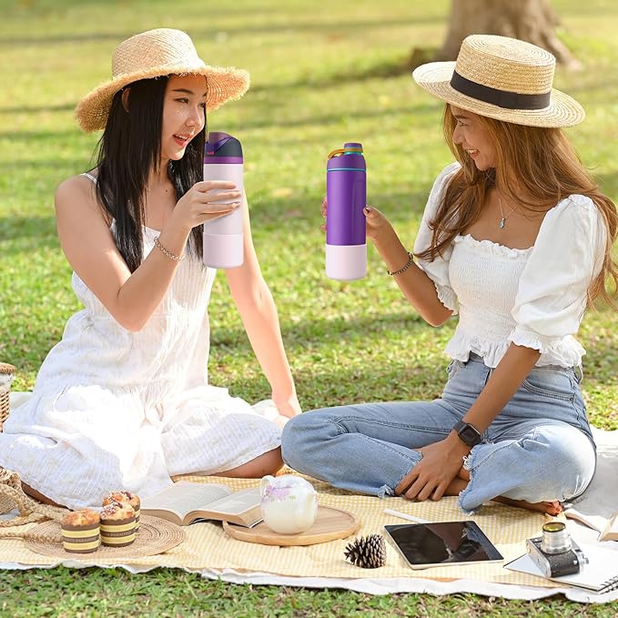 2PCS Silicone Water Bottle Boot for Owala 24oz 32oz 40oz, Anti-Slip Protective Sleeve Bottom Bumper Protector for FreeSip, Twist, and Flip Stainless Steel Water Bottles Alwenid