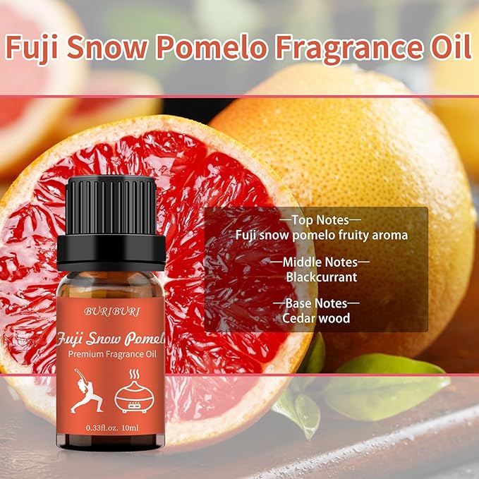 BURIBURI Fuji Snow Pomelo Hotel Scent Essential Oil, Lifestyle Hotel Collection Fragrance Aromatherapy Oil Blends, Air Freshener Hotel Collection Diffuser Oil BURIBURI