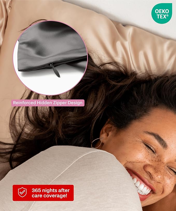 SUNDAYSILKS™ 100% Mulberry Silk Pillowcase, Silk Pillow Cases for Hair & Skin, Superior to Satin Pillowcase, with Zipper, Standard, Queen, King Sizes, Anti-Wrinkle, Cooling, Non-Slip Silk Pillowcases - Bloomnest