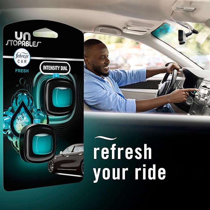 Unstopables Car Odor-Fighting Car Freshener Vent Clip Fresh Scent, .07 oz. Car Vent Clip, Pack of 4 - Bloomnest