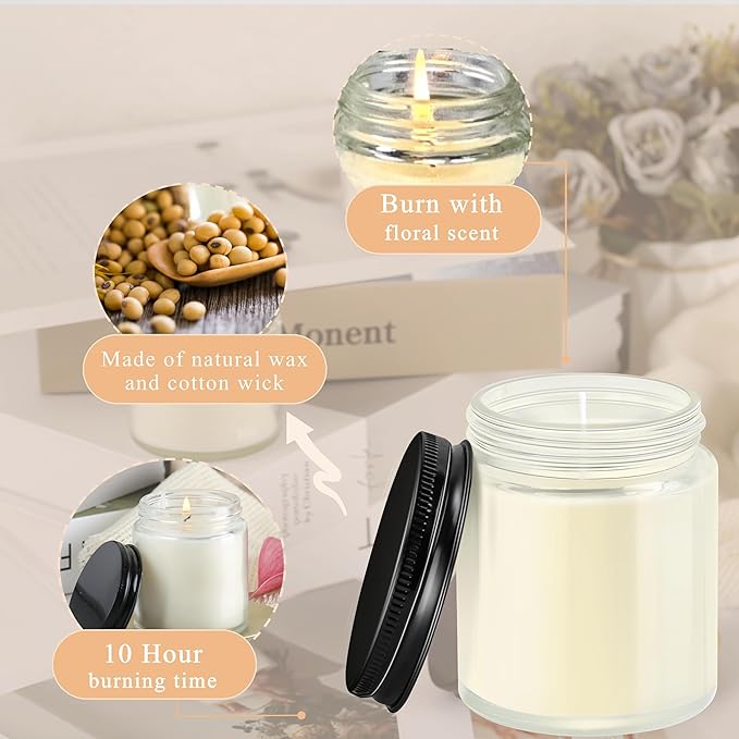 ACITHGL 36 Pcs 4oz Mini Mason Jar Candles Small Scented Candles Bulk Aromatherapy Ideal Souvenir Favors for Wedding Birthday Party (Vanilla, Lilac, Gardenia, Black) - Bloomnest