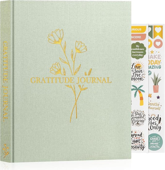 Lanpn Daily Gratitude Journal for Woman Men, 4 Month Mindfulness & Affirmation Planner, 7.8"x9.2" The 5 Minute Grateful Diary, Guided Reflection with Positivity Prompts Undated Notebook, Sage Green - Bloomnest