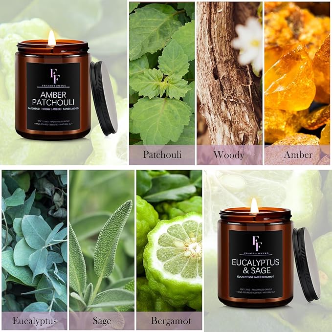 Scented Candles Set, Candles for Home Scented Soy Wax Candle, 4 Pack 28 Oz Aromatherapy Candles Gift Set for Women Men (Patchouli/Vetiver/Sage/Rose) - Bloomnest