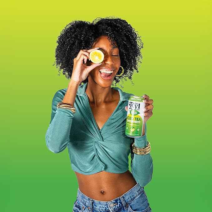Ryl Iced Tea, Green Citrus Tea, Antioxidant Superblend, Zero Sugar, Low Carb, Zero Calorie - 16.0 Fl Oz (12-Pack) - Bloomnest