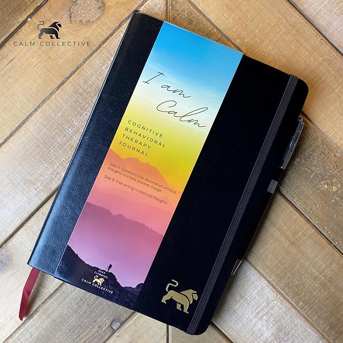 Calm Collective Guided CBT Anxiety Relief Journal Kit for Mental Health Therapy with Free Pen Included, Mindfulness Self Care Prompts, Gratitude & Habit Tracker, Wellness Gift Diary Notebook CalmCollective