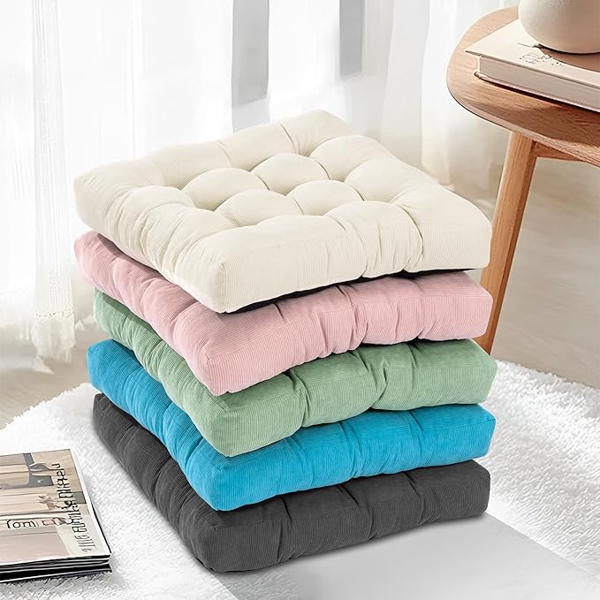 Floor Pillow Cushions for Adults Sitting Large Big Pillows for Floor Seating Square Memory Foam Thick Tufted, 22 x 22 Inch, Set of 2, Light Grey - Bloomnest