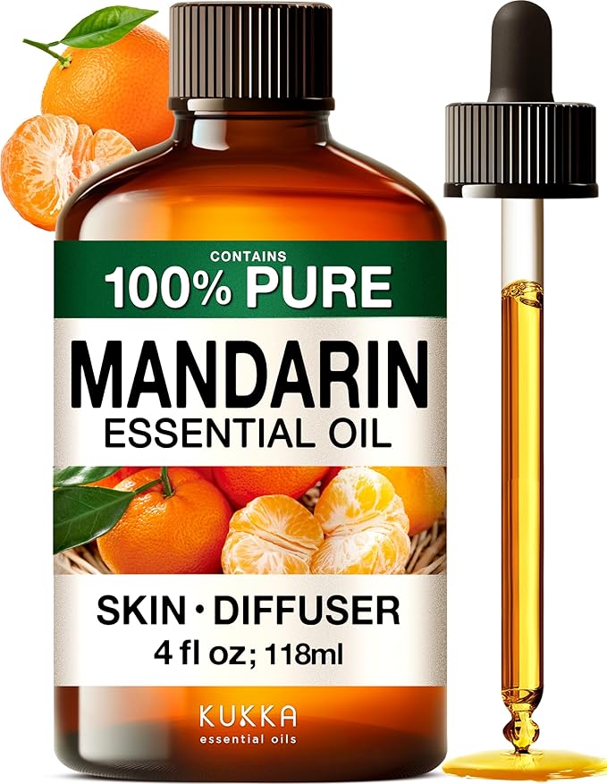 KUKKA Mandarin Essential Oils - 4 Fl Oz - for Hair, Skin, Diffuser, Aromatherapy & DIY Soap Making Scent - Bloomnest