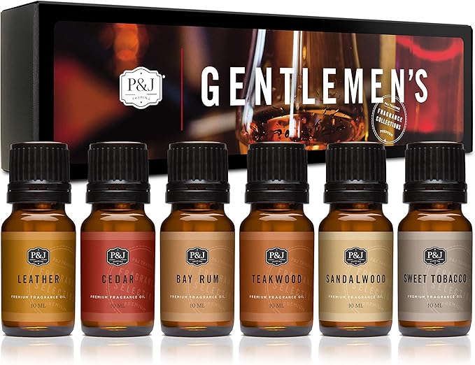 P&J Trading Fragrance Oils for Diffusers for Home Fragrance Scents for Candle Making - Soap Making Supplies - Car Diffuser Scents - Essential Home Gift Set - Gentlemen's - Cedar, Sandalwood & More - Bloomnest