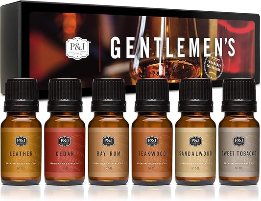 P&J Trading Fragrance Oils for Diffusers for Home Fragrance Scents for Candle Making - Soap Making Supplies - Car Diffuser Scents - Essential Home Gift Set - Gentlemen's - Cedar, Sandalwood & More - Bloomnest