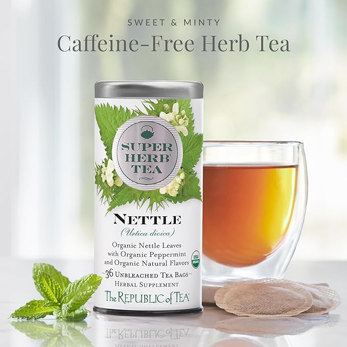 The Republic of Tea — Organic Nettle SuperHerb Tea Tin, 36 Herbal Tea Bags, Naturally Caffeine-Free - Bloomnest