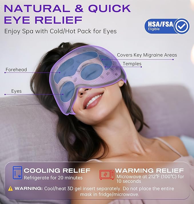 Sleep Mask Headphones Bluetooth 5.4 with 3D Removable Hot & Cold Compress, TOPOINT Weighted Eye Mask Blackout Soft, Cooling Breathable for Women Men Deep Sleep Relax Tired Eyes Migraine Office Travel - Bloomnest