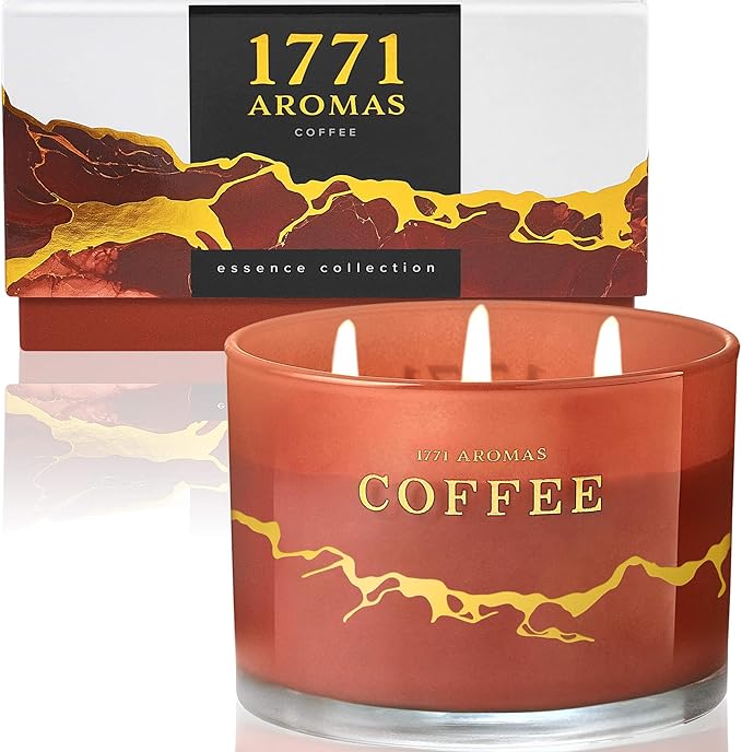 Coffee Scented Candles - 100% Natural Soy Wax - Large 3 Wick Jar Candle - Up to 50 Hours Burning Time - Candles for Home - Gift-Ready Candle for Men & Women - Aromatherapy Candles - Bloomnest