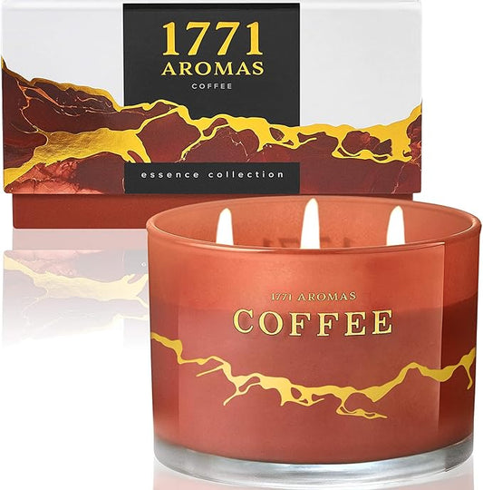 Coffee Scented Candles - 100% Natural Soy Wax - Large 3 Wick Jar Candle - Up to 50 Hours Burning Time - Candles for Home - Gift-Ready Candle for Men & Women - Aromatherapy Candles - Bloomnest