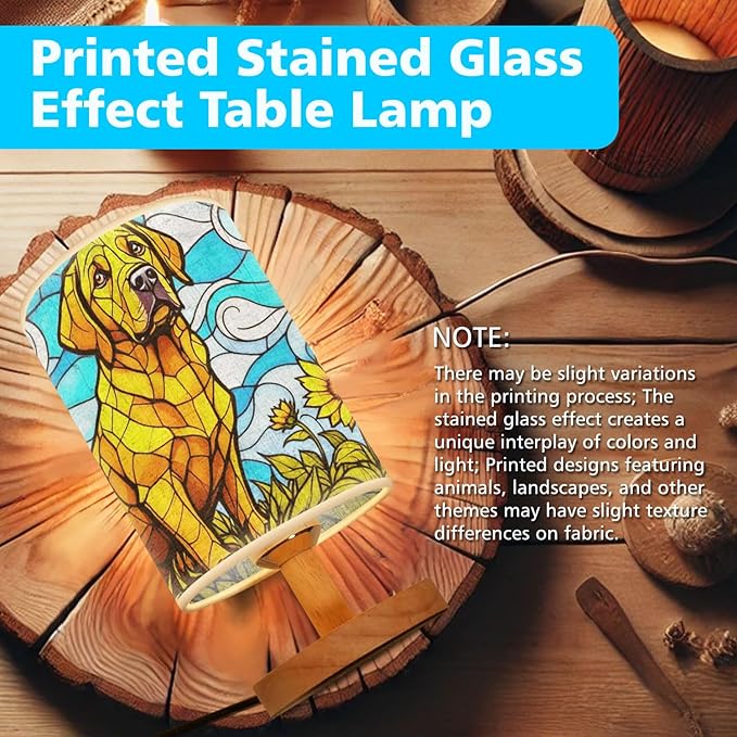 Labrador Retriever Table Lamp LED 3-Color Pressed Bedside, Dog Shade Lamp with Wood Base for Bedroom Living Room Desk Office - Bloomnest