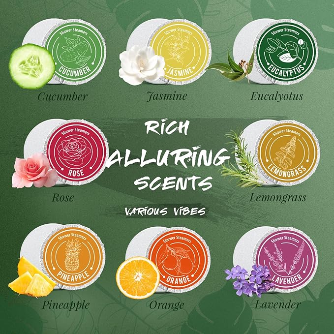 Shower Steamers Aromatherapy, 8% Natural Essential Oils, Women/Men Spa Steamer, Lingering Intense Aroma, Soothing Stress Relief, Body&Soul Relaxing Bath Bombs, Stocking Stuffer for Friend/Family - Bloomnest