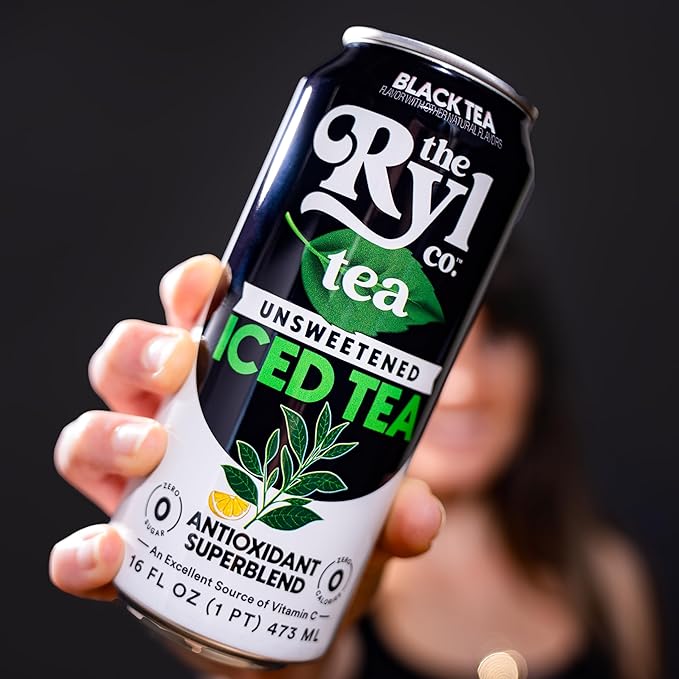 Ryl Iced Tea, Unsweetened Black Tea, Antioxidant Superblend, Zero Sugar, Zero Carb, Zero Calorie Iced Tea, 16.0 Fl Oz (12-Pack) - Bloomnest